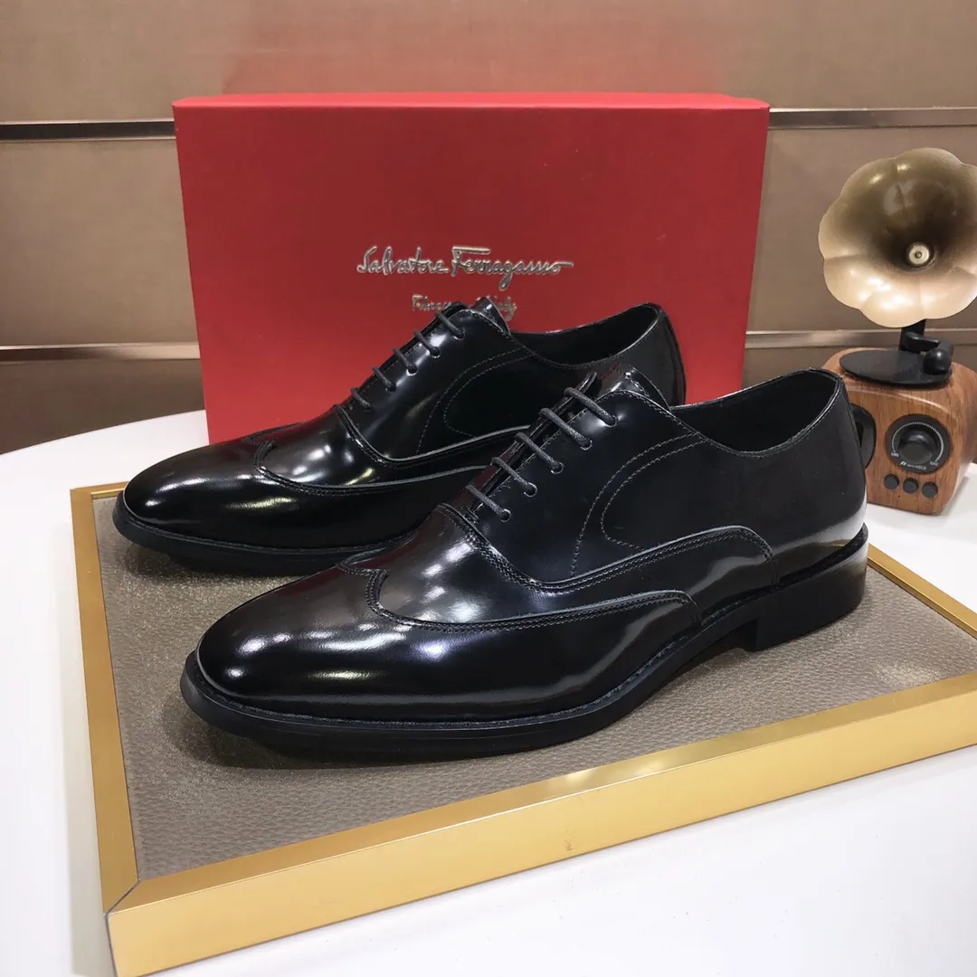 Men's shoes 💰540💰[Ferragamo/Ferragamo] (high-end Niuli) New 🍀 Ferragamo* - top version Ferragamo's classic formal leather shoes! Made of imported original cowhide, the inner top layer is comfortable cowhide lining! Original wear-resistant rubber outsole! High quality products! Code number 38-44!